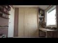 Making a large built-in closet with sliding doors combined with a desk