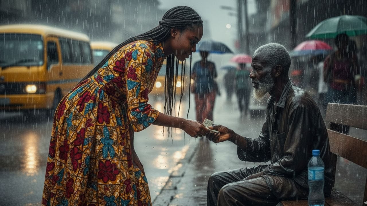 Une triste fille sans emploi a donné tout son argent à un pauvre mendiant sans abri ignorant qu'il..