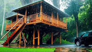 Soothing Rain on Clay Jars with Thunder ⚡ Deep Sleep & Anxiety Relief Ambience