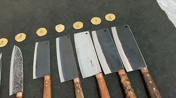 Ngày 14/6/2023 lh: 0818.807.666 bộ dao bếp làm từ nhíp xe, rèn thủ công (Bao Cước)