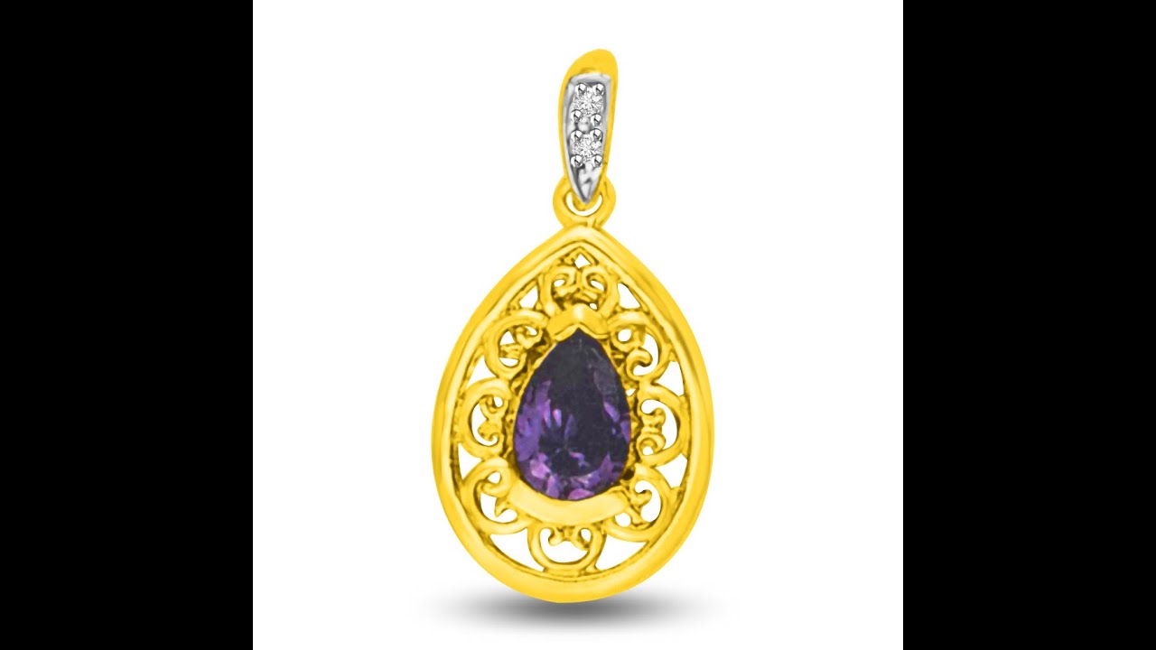 Small Pendant, Big Elegance — Real Pear Amethyst Filigree Diamond Gold Pendant (P959 SDJ)