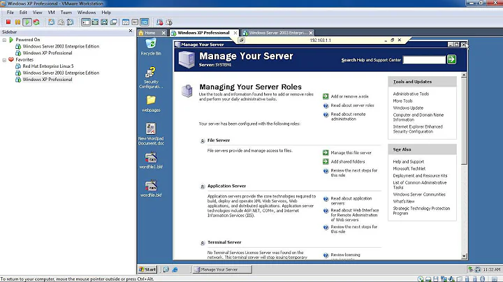remote desktop configuration -- xp and windows server 2003