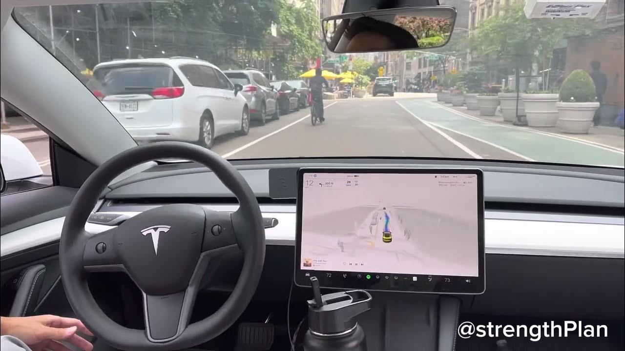 Tesla safety on display on Broadway street via Times Square YouTube