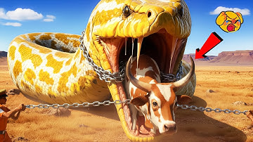 Emergency Rescue Team Saves Exhausted Cow From Giant Python’s Deadly Bite🐄🐍