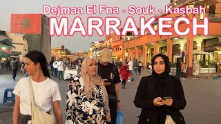J’adore marcher dans les rues de Marrakech, place Djemaa El Fna , Kasbah . Promenade filmée.