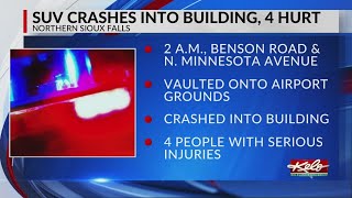 4 seriously injured in vehicle crash at Sioux Falls airport