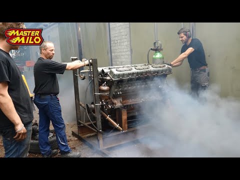 38,8 liter V12 tank engine 1st run after 28 years!