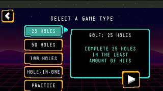 Arcade Golf (Neon) (Cool Math Games) (25 Holes: less then 75 shoots)