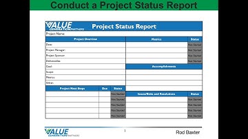 Module 9 - Conducting a Project Status Report - Value Generation Partners