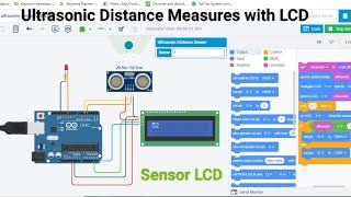 #19 Ultrasonic sensor tinkercad with led  | Distance measure | tinkercad circuits | code Block