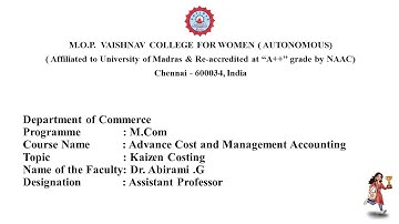 Kaizen Costing -  Dr  Abirami  G