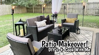 VLOG | PATIO MAKEOVER | $12 TABLETOP FIREPIT | COOK WITH ME