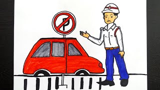 safety road drawing poster traffic draw