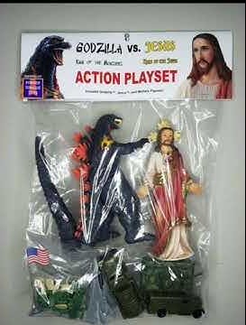 Godzilla vs jesus action playset for sale
