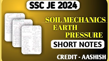 SSC JE 2024 || EARTH PRESSURE SHORT NOTES || SOIL MECHANICS || CIVIL ENGINEERING|| #sscje #cpwd