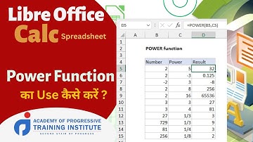 Libre Office Calc -Power Function || CCC Course In Hindi || CCC Chapter 41 || APT Institute