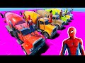 Racing Truck SPIDERMAN with SUPERHEROES on Mega Ramp Challenge - GTA V MODS