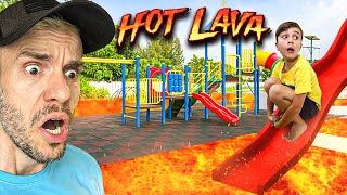 O CHÃO É LAVA NO PARQUINHO DO HOT LAVA - Família Brancoala Games