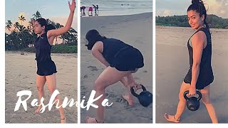 Sexy Rashmika mandanna Beach Workout. Hot Rashmika Mandanna full workout video.