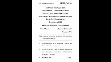 MMPC-020 Dec 2024 | IGNOU Previous Year Question Paper