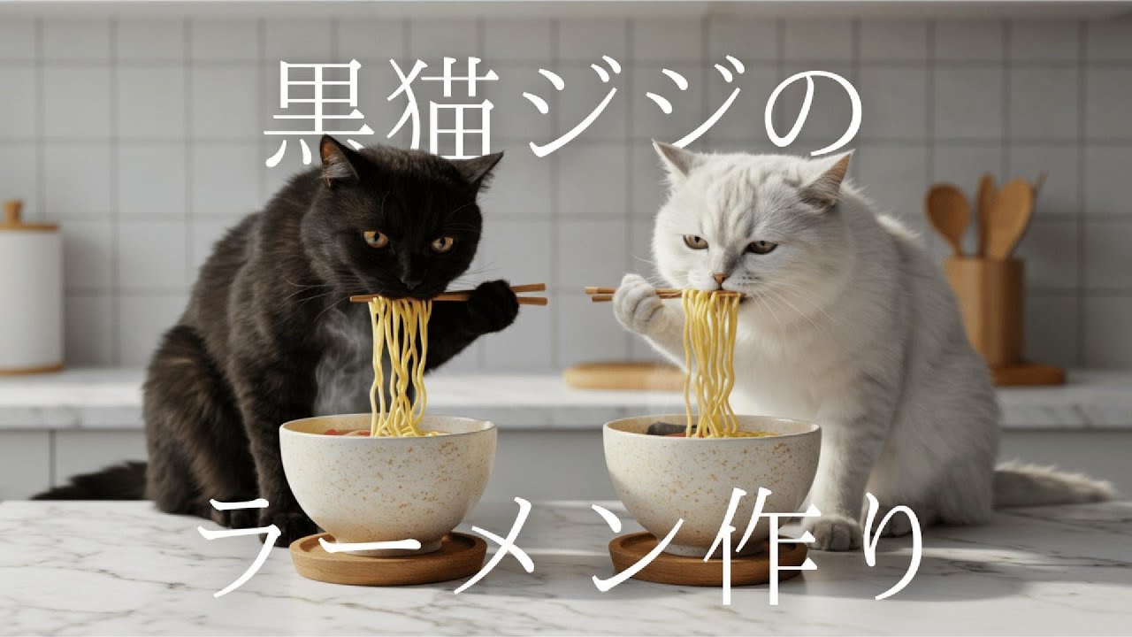 Jiji the Black Cat Makes Ramen with His Sweetheart Lily 🍜 - YouTube