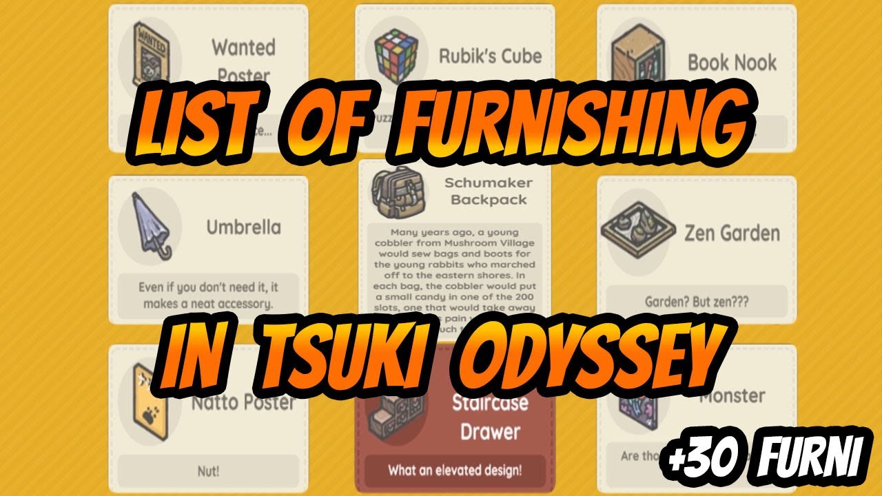 TSUKI'S ODYSSEY Furniture 6 YouTube