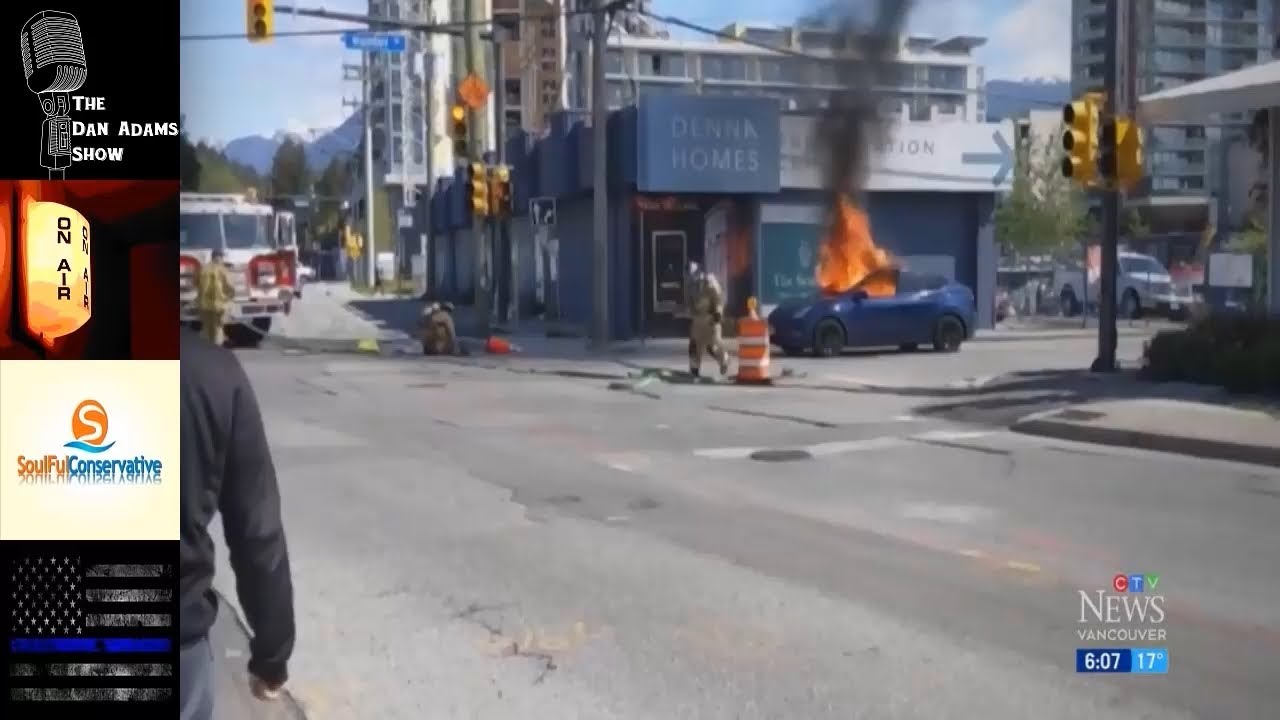 B.C. Tesla driver kicks out window to escape car fire - YouTube
