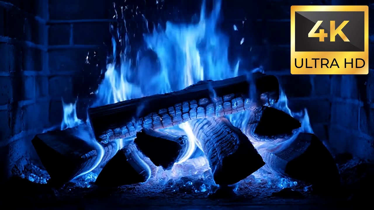 Magical Neon Blue Fireplace in 4K | Dreamlike Futuristic Fire Ambience