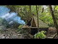 3 day solo bushcraft build a 2storey bamboo house cook banana flower dish  part1