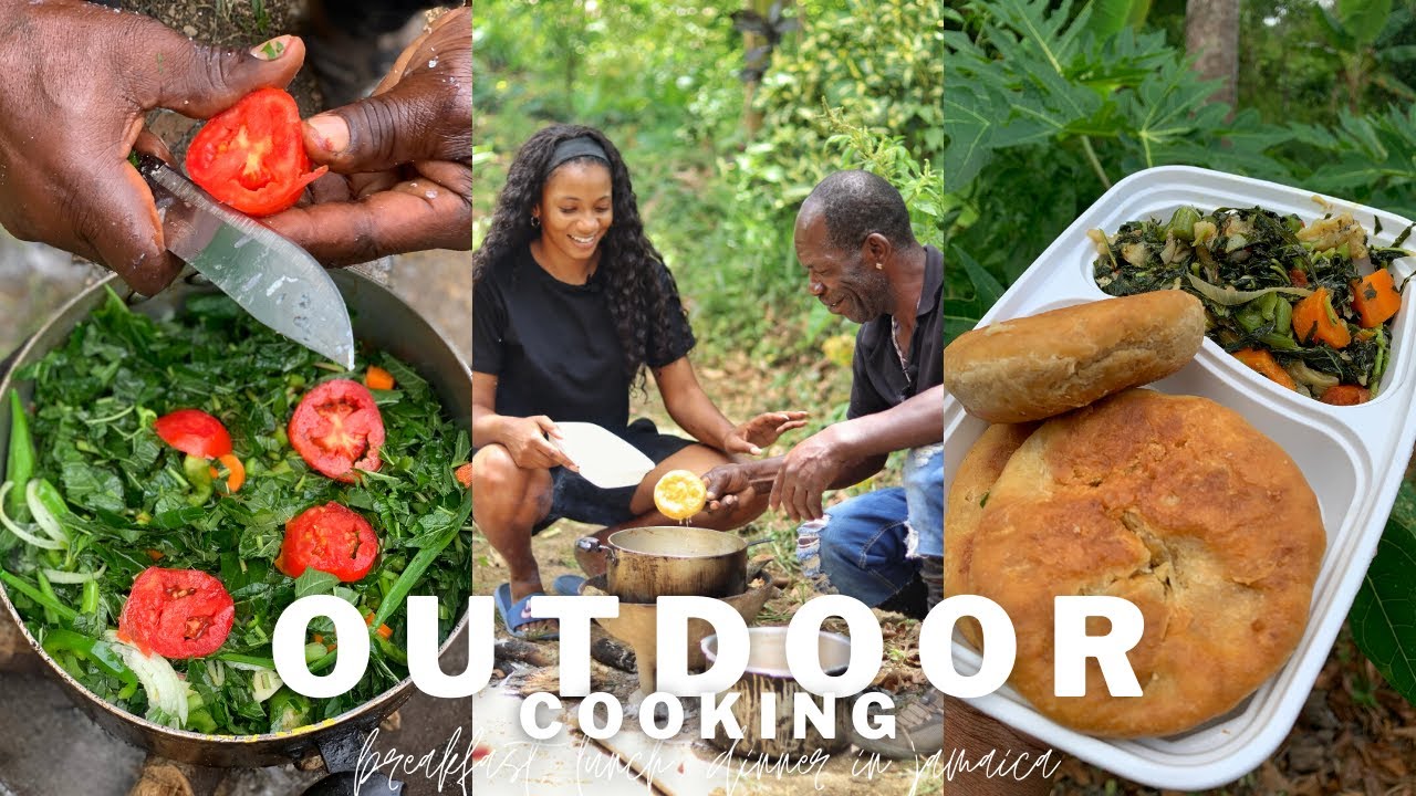 WHAT I EAT IN A DAY IN JAMAICA Outdoor Cooking on Coal Stove (vlog