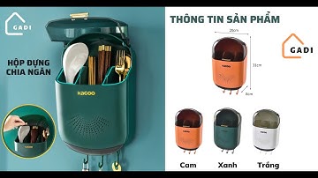 Hộp đựng đũa muỗng có nắp đậy gắn tường, ống đựng đũa treo tường chống bụi tích hợp móc treo