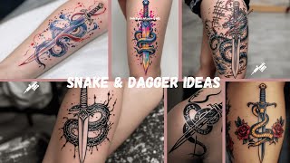 Wild Snake & Dagger Tattoo Inspiration