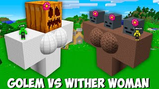 What if I SPAWN BIGGEST GOLEM WOMAN vs WITHER WOMAN OF 1000 BLOCKS in Minecraft ? SPAWN NEW GIRL !