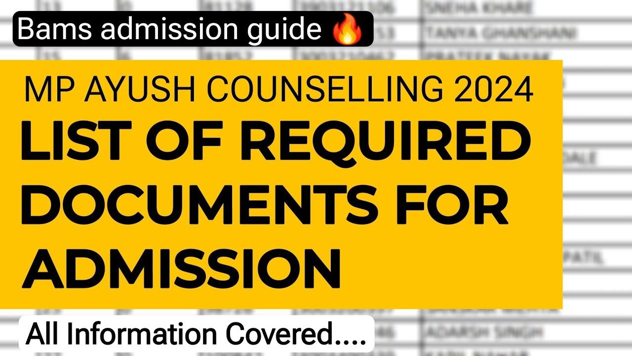 Documents required for Admission 🔥 | MP AYUSH COUNSELLING 2024 | All ...