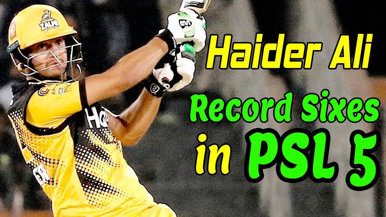 Haider Ali Record Sixes In PSL Five Peshawar Zalmi VS Lahore Qalanders PSL Sports Central 