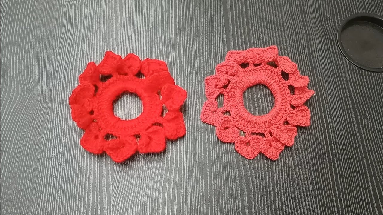 Heart ❤️ Shape Scrunchies/ दिल वाला क्रोशिया रबर बैंड कैसे बनाएं / red colour scrunchies 