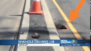 Sinkhole closes lane on Highway 118 in Saticoy