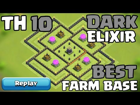 Clash of Clans - TH10 Farming Base (Dark Elixir Base) 2017 + Replays