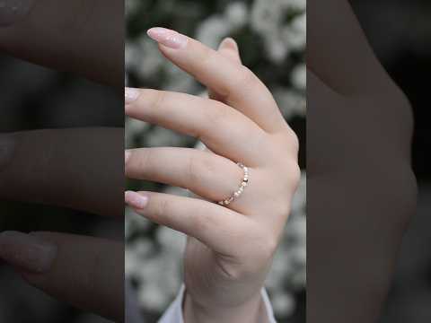 Каблучка на гумці Перли Антик, Циркон фіолетовий, Бісер +вставка гіп-ний сплав колір золото d-2-3мм+- 15-18р-р, видео 1