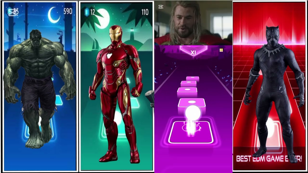 HALK VS IRON MAN VS THOR VS BLACK PANTHER VS TILES HOP