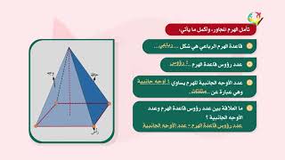 الرياضيات 7 - فصل 1 | الهرم الرباعي