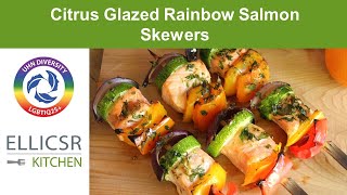 Citrus Glazed Rainbow Salmon Skewers @ELLICSRKitchen