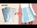 DIY Mini denim skirt from leftover fabric of the jeans - Don&#39;t throw your old jeans away