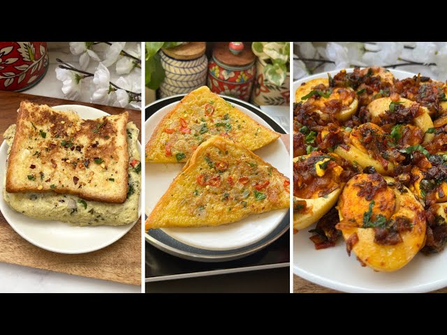 Instant 3 Types Egg Recipe | Unique Bread Omelette Toast Recipes | Breakfast Ideas #eggrecipe #egg class=