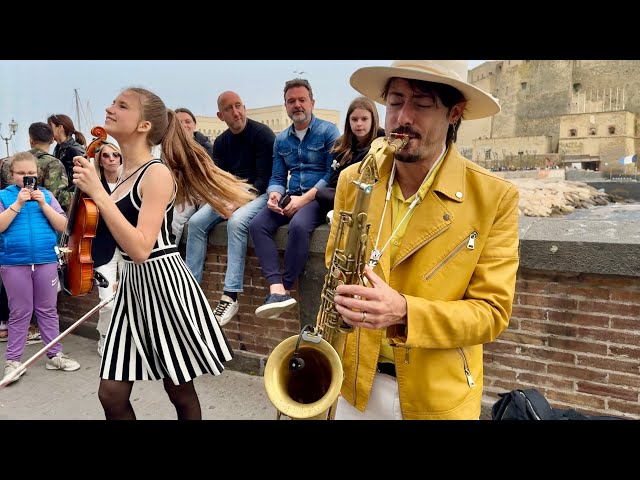 Dance Monkey - Karolina Protsenko u0026 Daniele Vitale | Violin u0026 Sax Street Performance class=