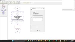 Raptor Flowchart- Computational thinking- calculate the total marks and percentage of 3 subjects