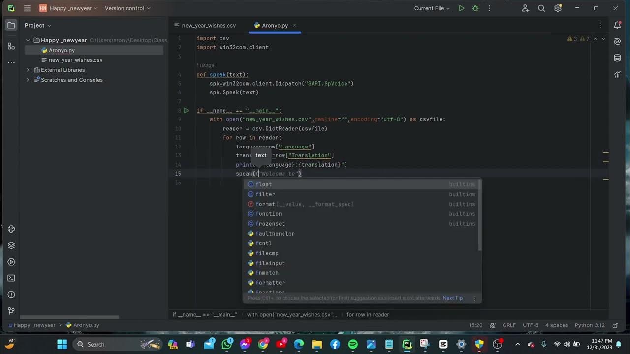 Happy New Year Wishes in Different Languages using python program |# ...