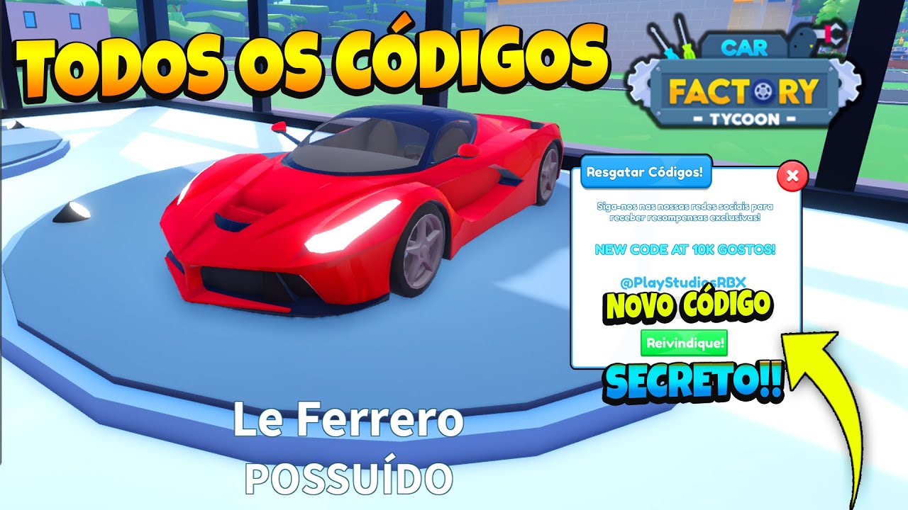 TODOS OS NOVOS CÓDIGOS CAR FACTORY TYCOON (ROBLOX) 