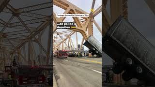 Truck driver flies over the edge of Louisville bridge 😱 #shortvideo