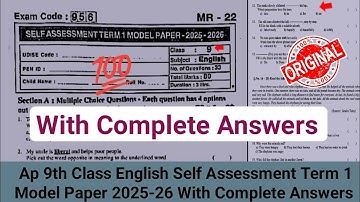 Ap 9th class English self assessment term 1 model paper 2025 answers|9th sa1 English question paper